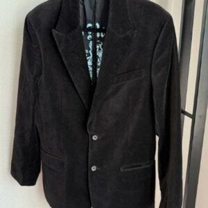 Y2K Juicy Couture Men's Slim Fit Black Velour Blazer Size 42 Sport Jacket